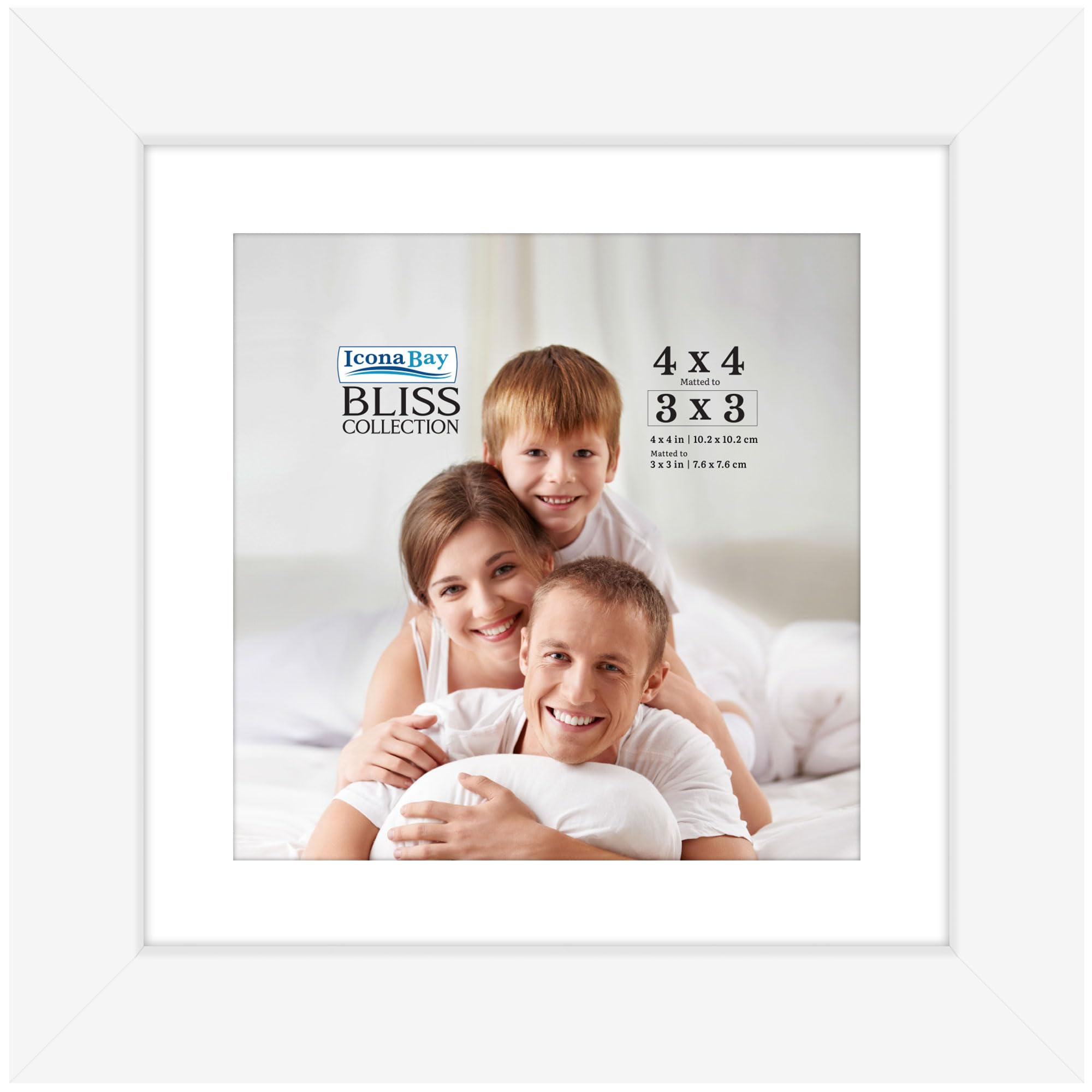 Amazon.com - Icona Bay - 4x4 White Picture Frame with Removable